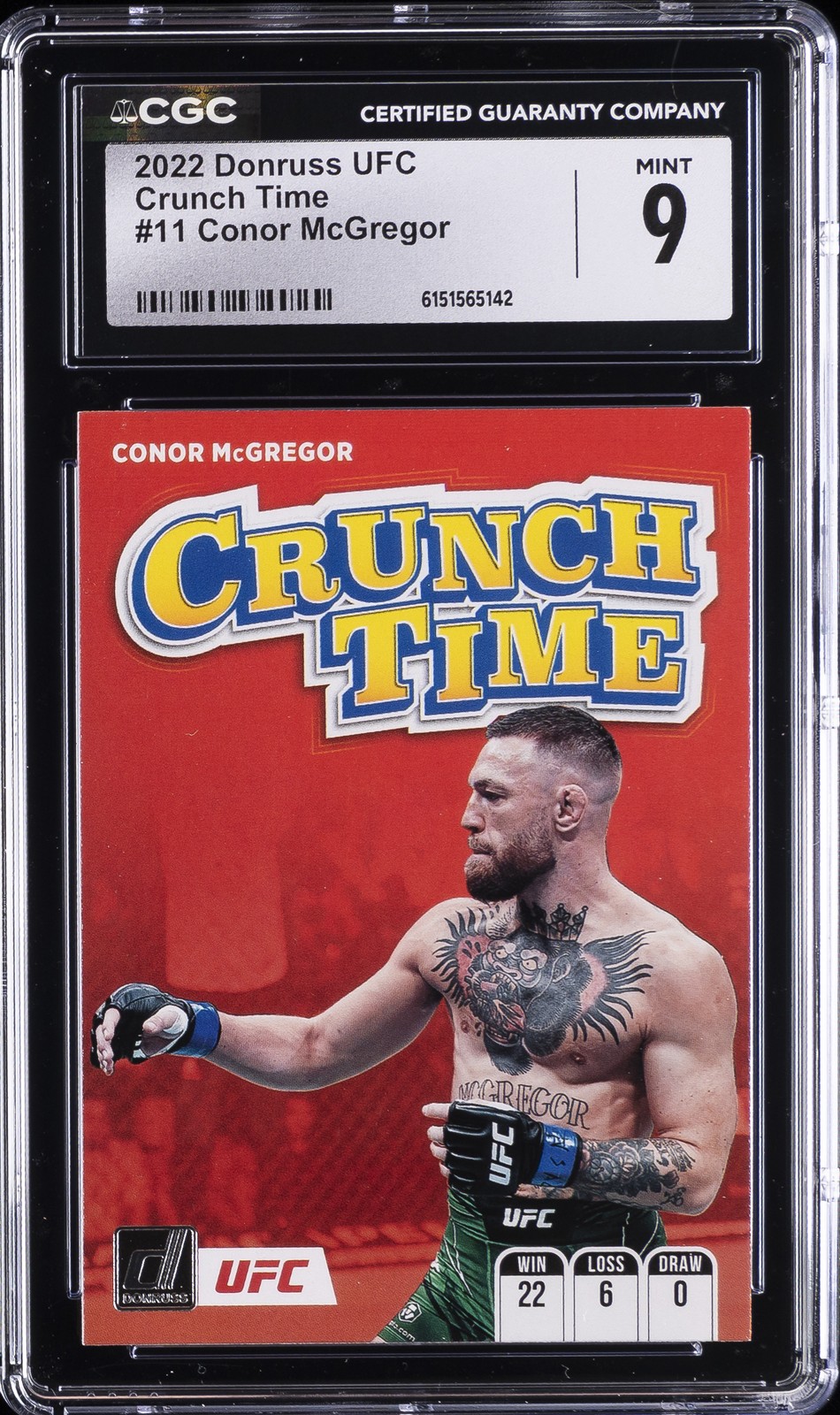 2022 PANINI DONRUSS UFC CRUNCH TIME #11 CONOR MCGREGOR CGC 9