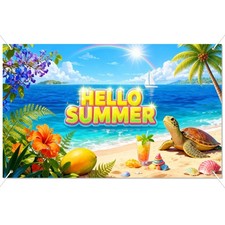 IVN Summer Banner Party Decorations Beach Party Decorations 71x43 Inches Hell...