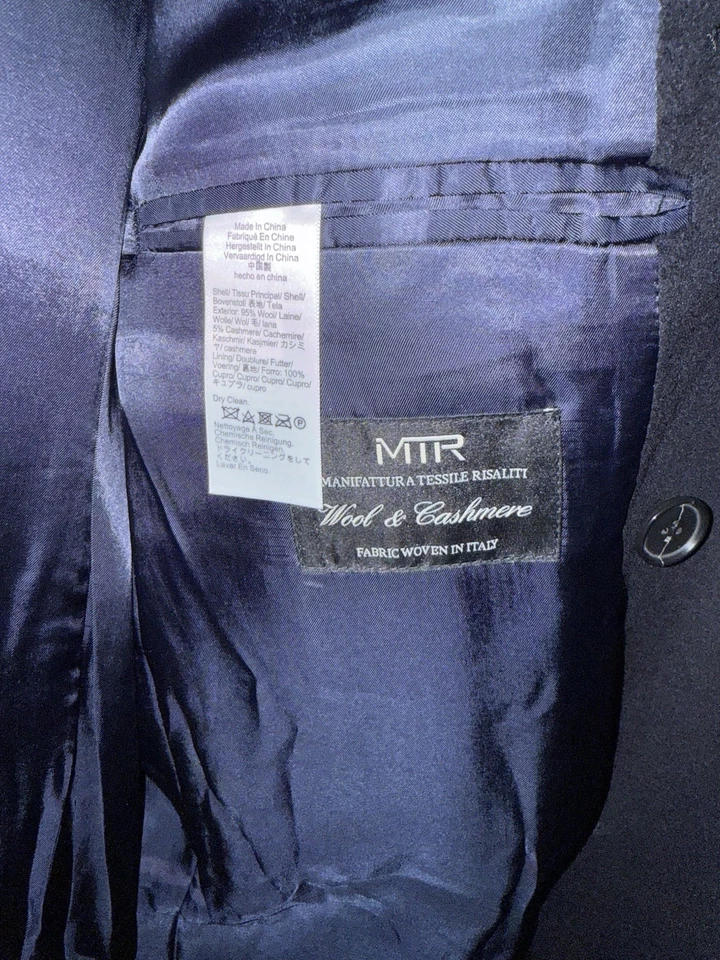 Abrigo J.CREW Rivington para hombre doble botonadura mezcla lana-cachemira azul marino 40R Foto 4 de 4