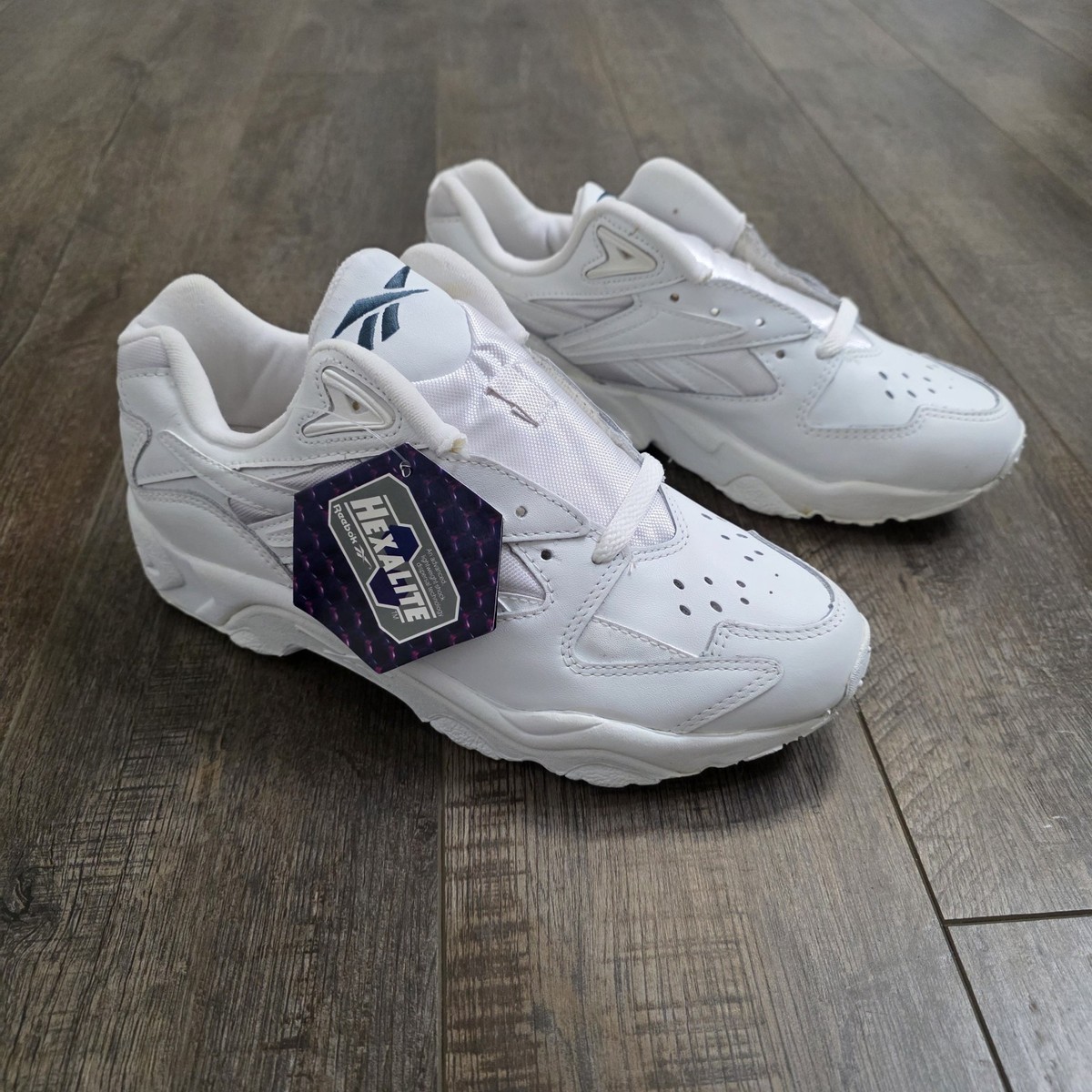 Vintage Reebok Sneakers Womens Size 10 White Teal Logo 90s Shoes