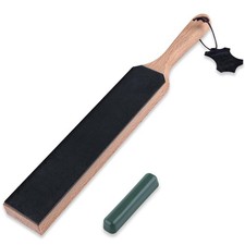 2 Pcs Leather Strop Kit Double-Sided Sharpening Block with Polishing Compound