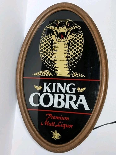 VTG King Cobra Premium Malt Liquor Anheuser Busch Beer Bar Sign Light Up Shimmer