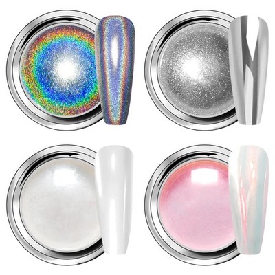 Chrom Nagelpuder Set - Holo Glitzerpuder für Nail Art & Nageldesign