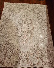 Vintage Lace Tablecloth 64x84 inches OFF white color Cottage core