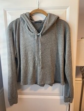 Brandy Melville Grey Cropped Raw Hem Crystal Hoodie