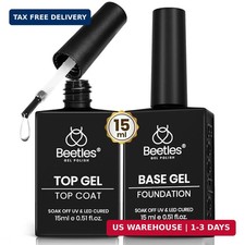 Beetles No Wipe Gel Top Coat and Base Coat Set for Gel Nail Polish - 2Pcs 15ml S