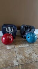 Set of Two 2 Vintage 90s Brunswick Axis Bowling Balls His  Hers with Bags