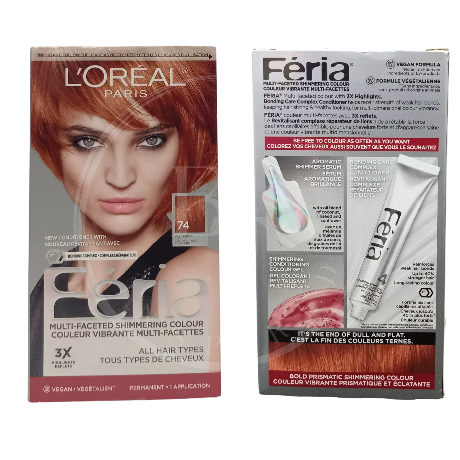 4 pack L&rsquo;oreal Paris Feria Deep Copper Blonde 74 Hair Color NO TARIFF