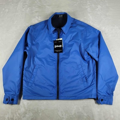Schott NYC Rainwear Jacket Men's Medium Blue Reversible Outdoors Waterproof NWT