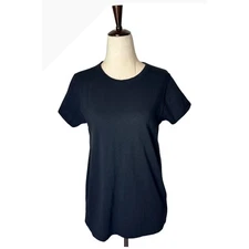 rag & bone Shirt Women Medium Black Pima Cotton Slub Knit Short Sleeve Tee Goth