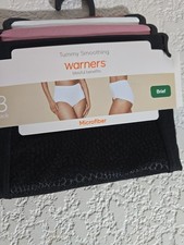 WARNER'S BLISSFUL BENEFITS 3 Pr TUMMY SMOOTHING MICROFIBER BRIEF NWT SZ M
