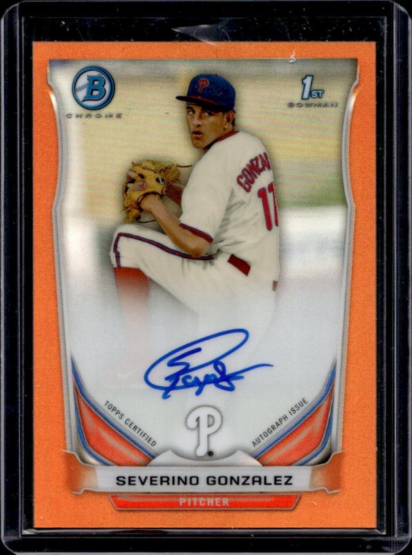 2014 Bowman Severino Gonzalez Chrome Auto 1st Orange Refractor #/25 Phillies