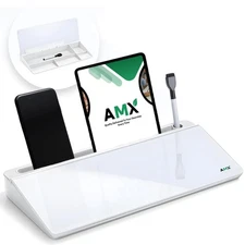 Small Glass Desktop Whiteboard Dry-Erase-Board - Keyboard Stand, White Surfac...