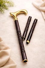 Designer Wooden Victorian Style Brass Handle Wooden Walking Stick, Antique Cane