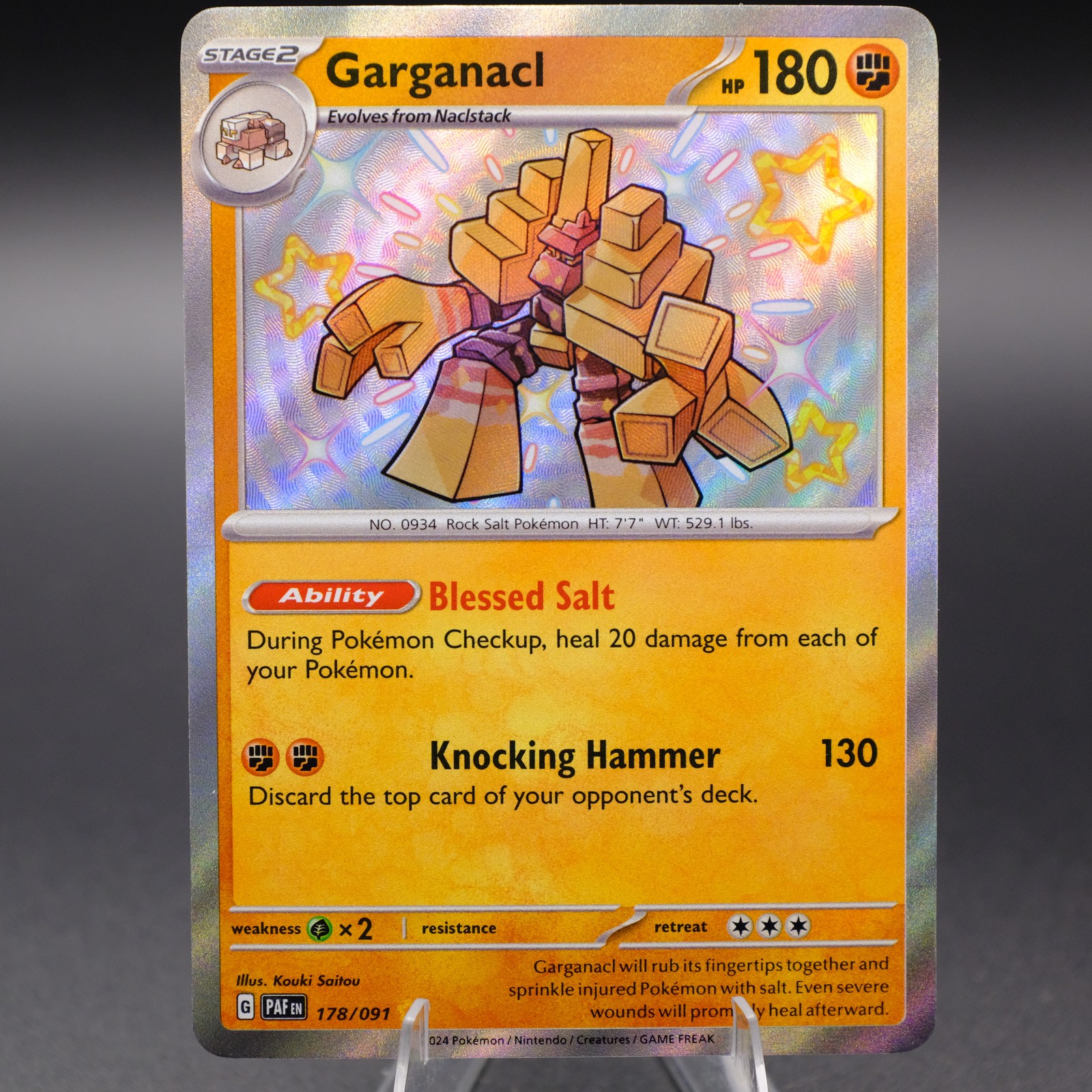 Garganacl 178/091 Shiny Rare SV: Paldean Fates Pokemon TCG NM