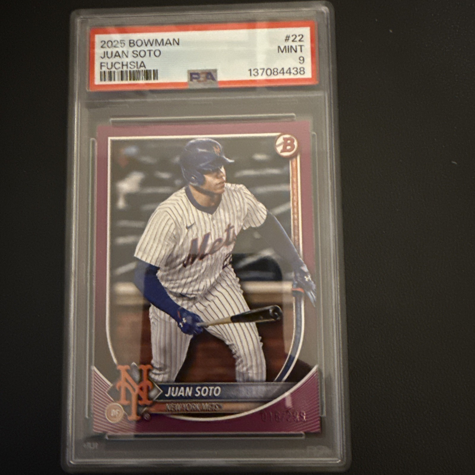 2025 Bowman - Juan Soto #22 Fuchsia /299 PSA 9 Mint