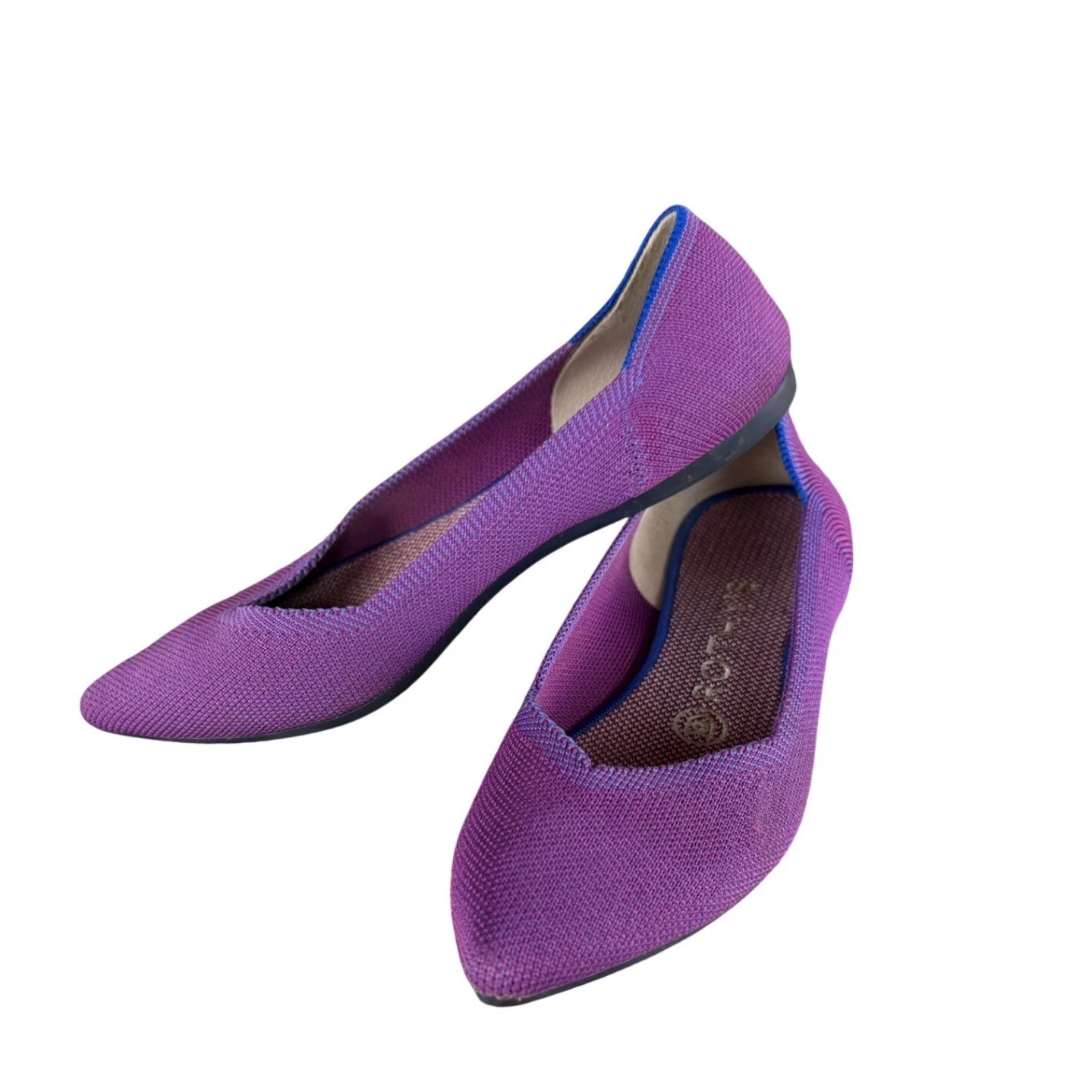 Rothys The Point Purple Knit Pointed Toe Flats Womens 6.5 Sustainable Washable