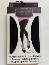 Miraclesuit Shaper Tights Footless Size L Black Opaque New