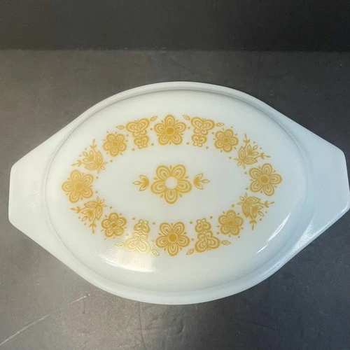 Pyrex Butterfly Gold Oval Replacement Lid Only 943-C 1.5 Qt Casserole