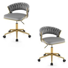 Costway 360° Swivel Home Office Desk Chair Set of 2 with Hand-woven Back 2727