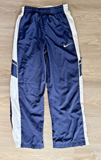 Nike Lined Track Pants Boys Size Medium Blue & White Zip Ankle