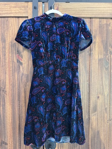 Sandro Hamako Paisley Print Velvet Minidress Blue