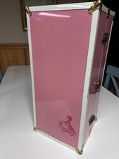 VINTAGE PINK METAL DOLL TRAVEL CASE STEAMER TRUNK FOR 18 INCH DOLLS NICE