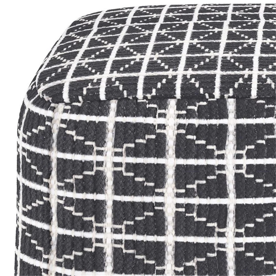 Simpli Home Noreen Boho Square Pouf in Slate Gray and White Handloom Woven Pa... - Image 4 of 4