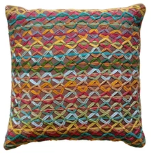 Company C Handwoven Wool Jute Down Inside Multicolor Trow Pillow 22" x 22"