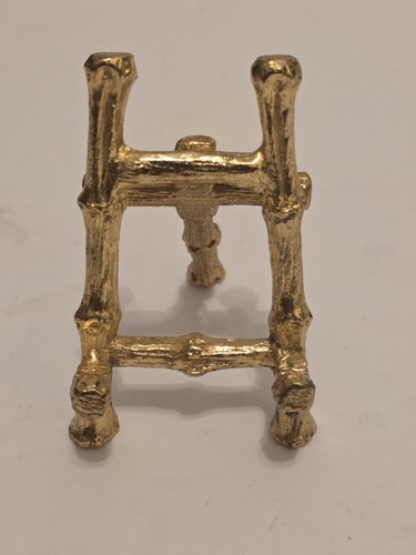 Vtg Gold MCM & Hollywood Regency Brass Faux Bamboo Tabletop Easel