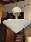 Reclaimed Lge 1940's Westinghouse Milk Glass Shade 3 Chain Ceiling Light,Free Sh