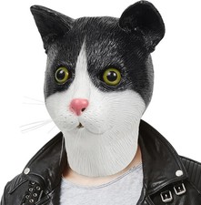 Cat Mask, Latex Animal Full Head Mask Halloween Cosplay Costume Party Prop