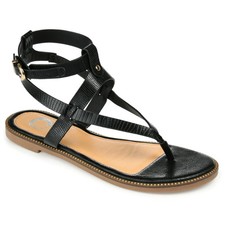 Journee Collection Women's Tangie Multi Strap Flat Sandals, Black Size 9M