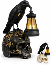 Halloween Crow Skull Lamp, New 2026 Gothic Halloween Decor, Handcrafted Retro Re