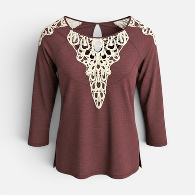 KHUJO Damen Langarmshirt Modell: Witty Burgund S