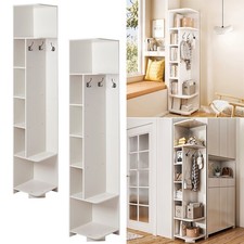 180cm Tall Corner Cabinet Storage Living Room Slim Storage Display Unit w/ Hooks