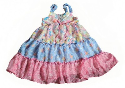 Jona Michelle Girls Size 5 Floral Pastel Easter Dress Ruffles Bow Tie
