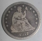 1877-S Twenty-five Cent 25  Cent Seated Liberty Silver Coin Ungraded Uncertified
