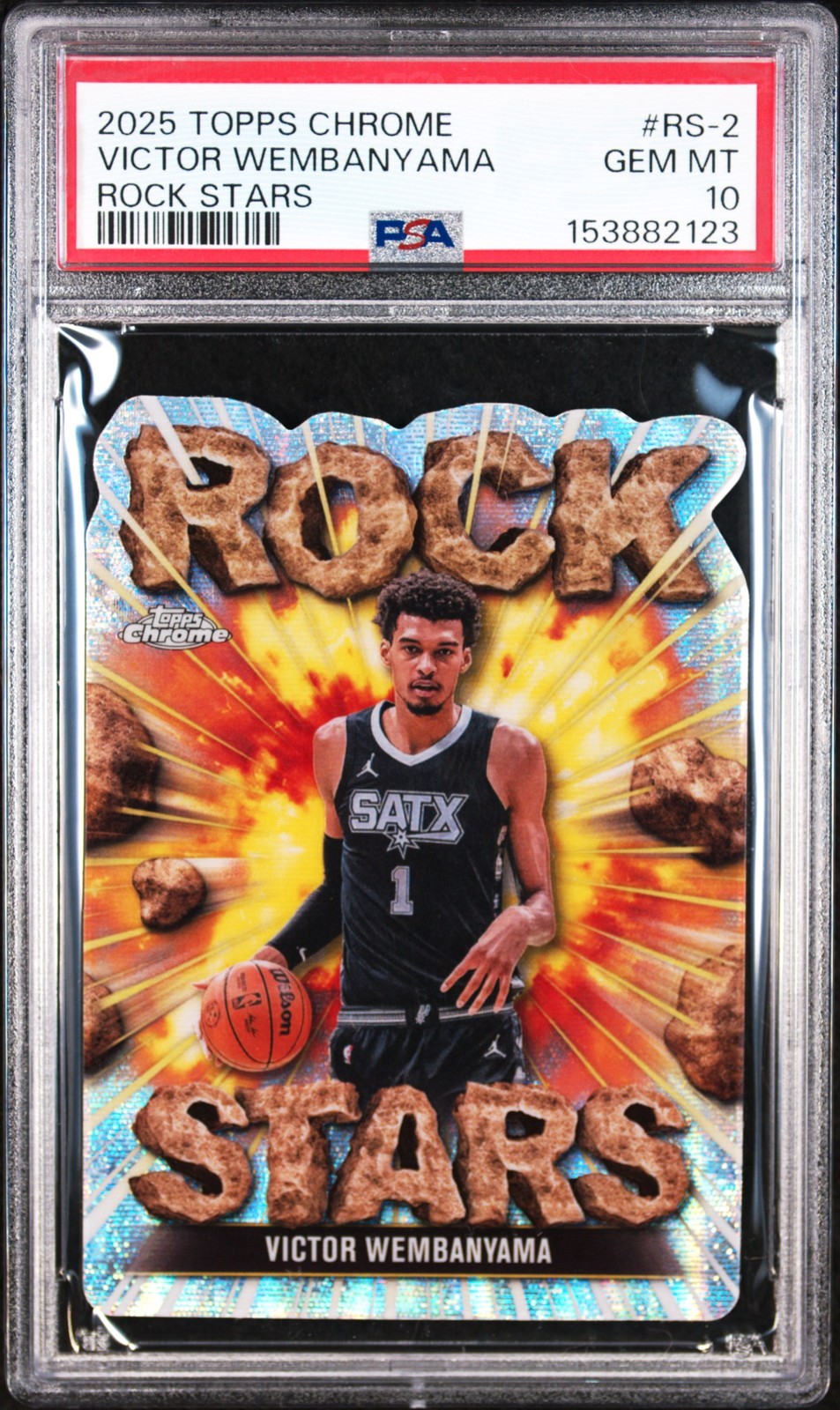 2025 TOPPS CHROME ROCK STARS #RS-2 VICTOR WEMBANYAMA PSA 10