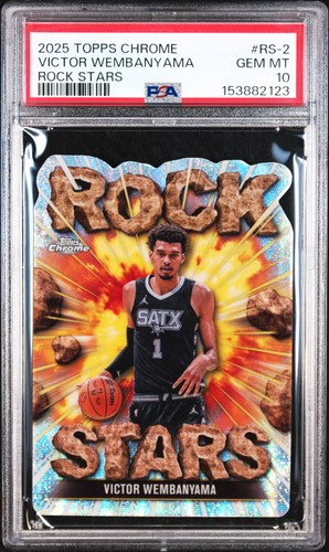 2025 TOPPS CHROME ROCK STARS #RS-2 VICTOR WEMBANYAMA PSA 10