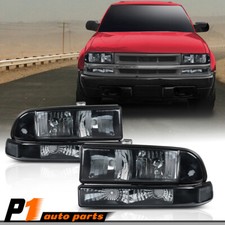 Fit For 1998-2004 Chevy S10 Blazer Black Headlights Bumper Lamps Smoke Black Fit For 1998-2004 Chevy S10 Blazer Black Headlights Bumper Lamps Smoke Black