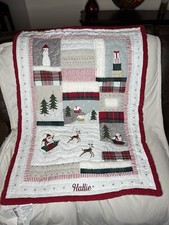 Pottery Barn Heritage Santa Baby Quilt  Hallie  Monogram 36x50