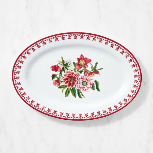 Williams Sonoma AERIN Alpine Oval Ceramic Platter Floral Design USED ONCE ONLY