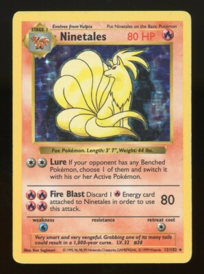 Pokemon Base Set NINETALES 12/102 Unlimited Shadowless | eBay