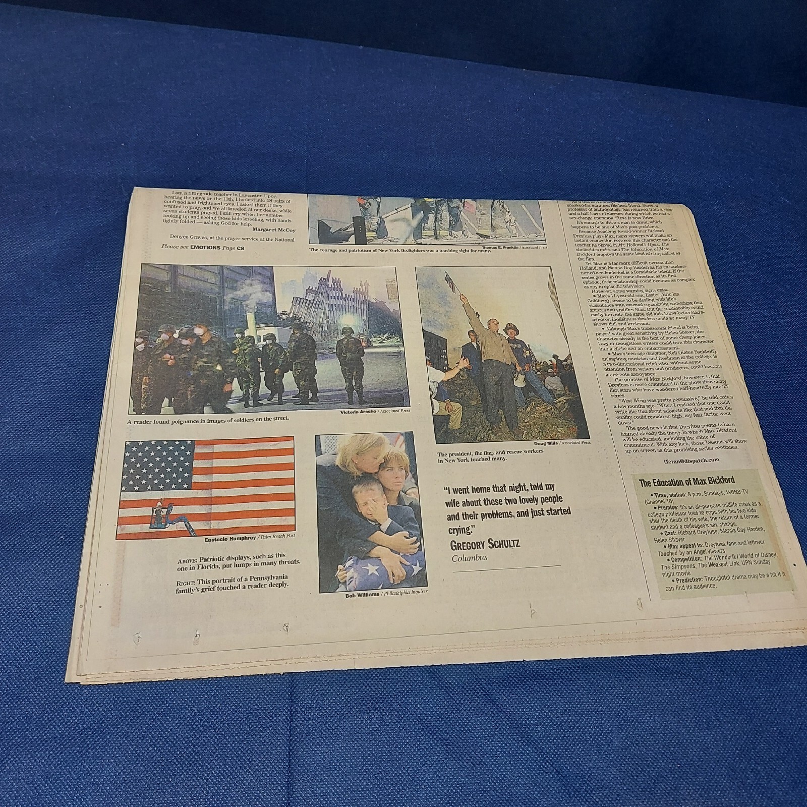 Vintage 2001 September 22, Columbus Dispatch Newspaper, Columbus, Ohio