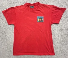 Vtg Local Motion Mens Medium Red Cotton Graphic Print T Shirt Fiji Tropical Fish