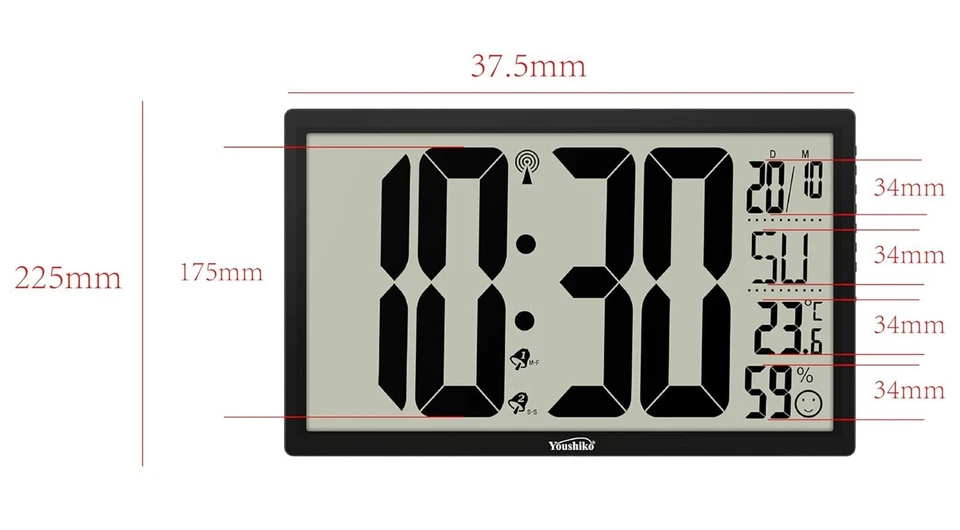Radio Controlled Wall Clock MSF Digital UK & Ireland Version Jumbo XXXL LCD - Image 3 of 4