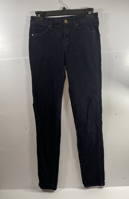 Massimo Dutti Black Velvet Slim Fit Trousers Pants US2 EUR34