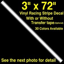 3" x 72" Stripes Rocker Vinyl Decal With or Without Transfer Tape Pinstripe