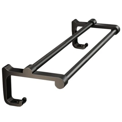 MYHOMEWARE 2 Bar Towel Holder Wall Mounted Bathroom Rack Matt Black
